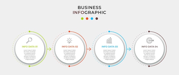 Modello di progettazione infografica aziendale vettore con icone e 4 opzioni o passaggi