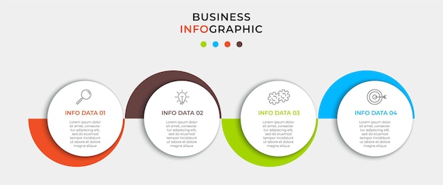 アイコンと4つのオプションまたはステップを持つビジネスインフォグラフィックデザインテンプレートベクトル
