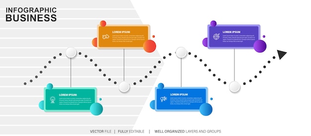 Business Infographic design template Vector with icons and 4 options or steps