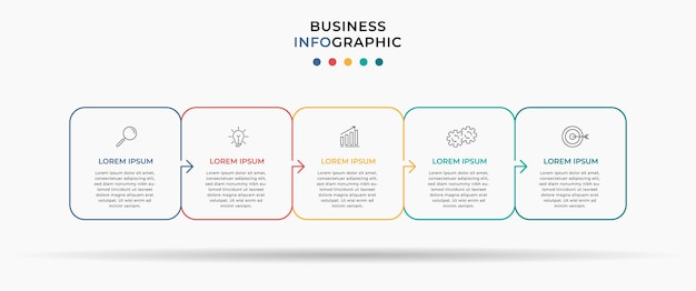 Шаблон бизнес-инфографики Вектор с иконками и 5 вариантами или шагами