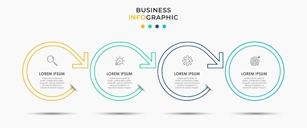 Шаблон бизнес-инфографики вектор с иконками и 4 вариантами или шагами