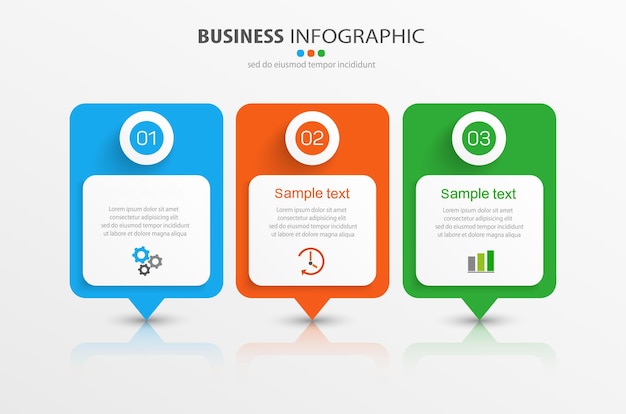 3つのオプションのステップまたはプロセスを備えたビジネスインフォグラフィックデザインテンプレート