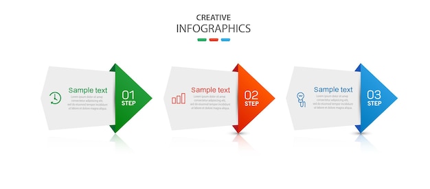 Business infographic design template with 3 options steps or processes