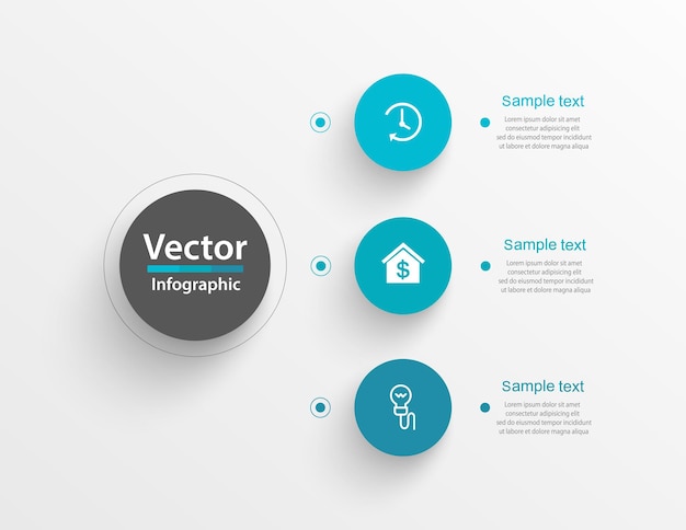 Modello di progettazione infografica aziendale con 3 passaggi o processi di opzioni