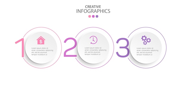 Business infographic design template with 3 options steps or processes