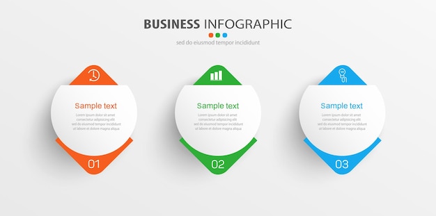 Business infographic design template with 3 options steps or processes