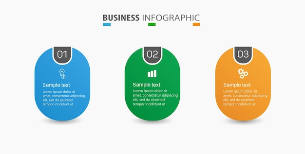 Modello di progettazione infografica aziendale con 3 passaggi o processi di opzioni