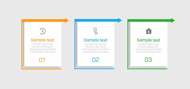 Business infographic design template with 3 options steps or processes