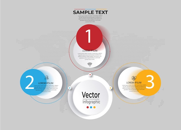 Business infographic design template with 3 options steps or processes