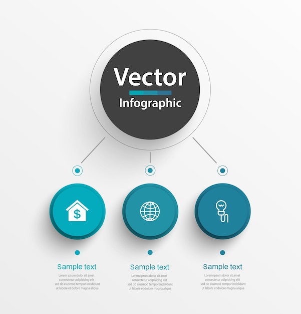 Business infographic design template with 3 options or steps