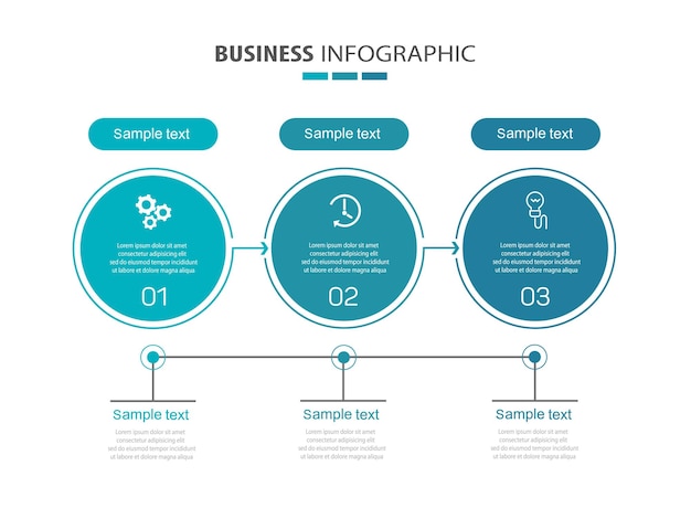 Modello di progettazione infografica aziendale con 3 opzioni o passaggi