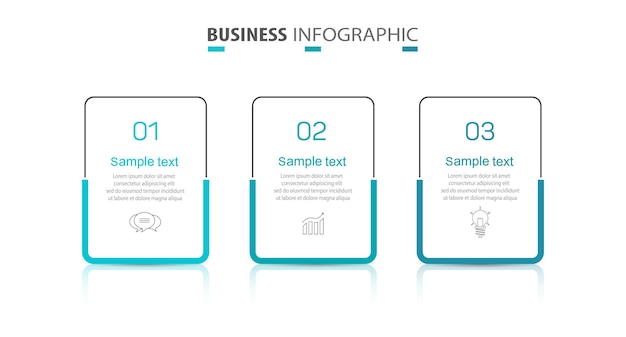 Modello di progettazione infografica aziendale con 3 opzioni o passaggi