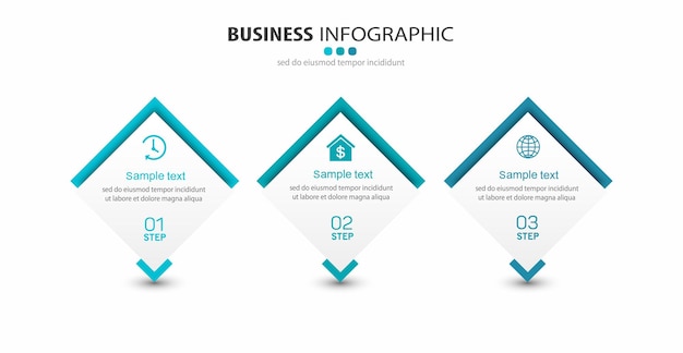 Business infographic design template with 3 options or steps