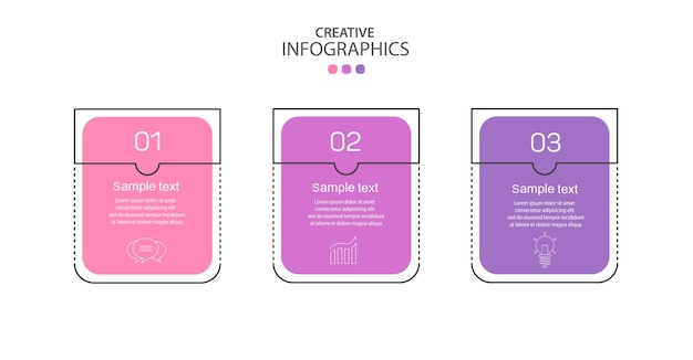 Business infographic design template with 3 options or steps