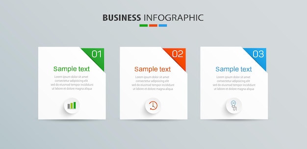 Business infographic design template with 3 options or steps