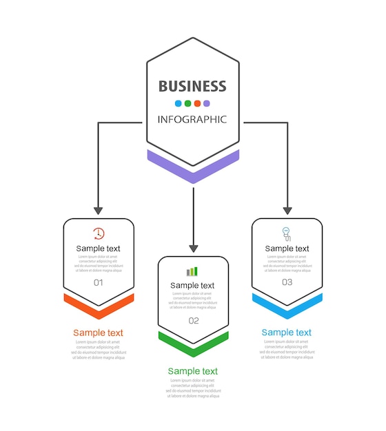 Modello di progettazione infografica aziendale con 3 opzioni