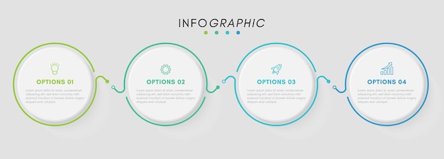 Vector business infographic design template with 4 icons and options or steps