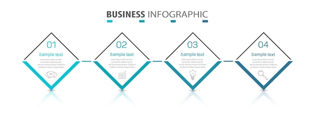 4가지 옵션 단계 또는 프로세스가 있는 비즈니스 인포그래픽 디자인 템플릿