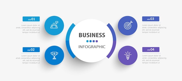 business infographic design template with 4 options steps or processes