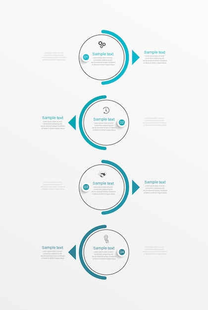 Шаблон бизнес-инфографики с 4 вариантами или шагами