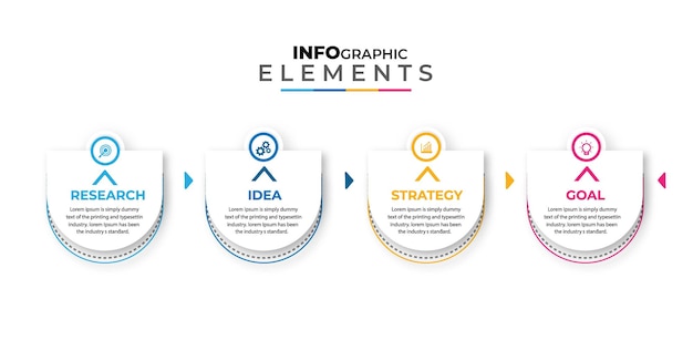 4가지 옵션 또는 단계가 있는 비즈니스 인포그래픽 디자인 템플릿
