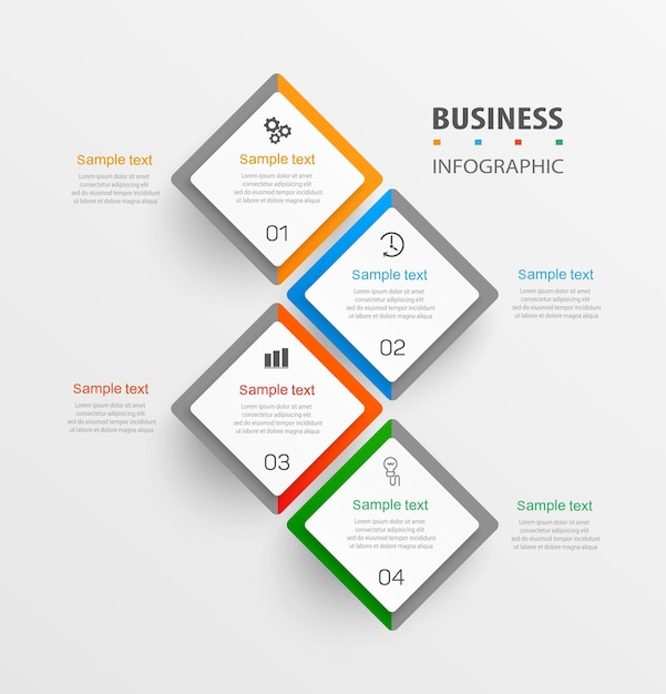 Modello di progettazione infografica aziendale con 4 opzioni