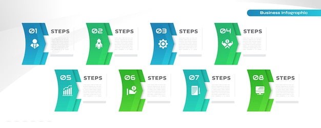 Business Infographic Design Template with 8 Options or Steps Can be used for Presentation Workflow Layout Diagram or Annual Report