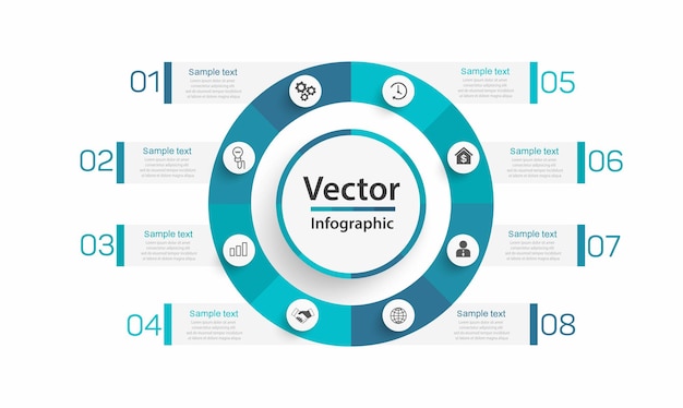 Vector business infographic design template with 8  options