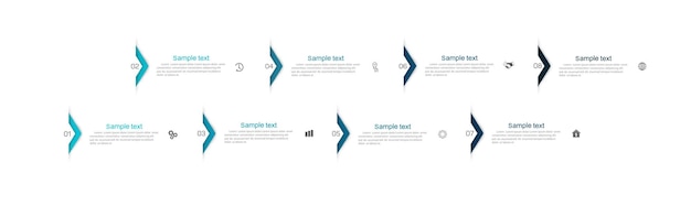 Modello di progettazione infografica aziendale con 8 opzioni