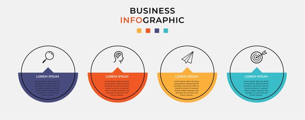 Vettore modello di progettazione infografica aziendale con icone e 4 quattro opzioni o passaggi.