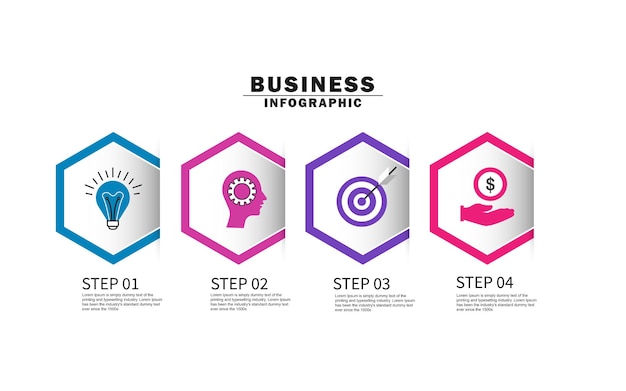 Vector business infographic design template with icons and 4 four options