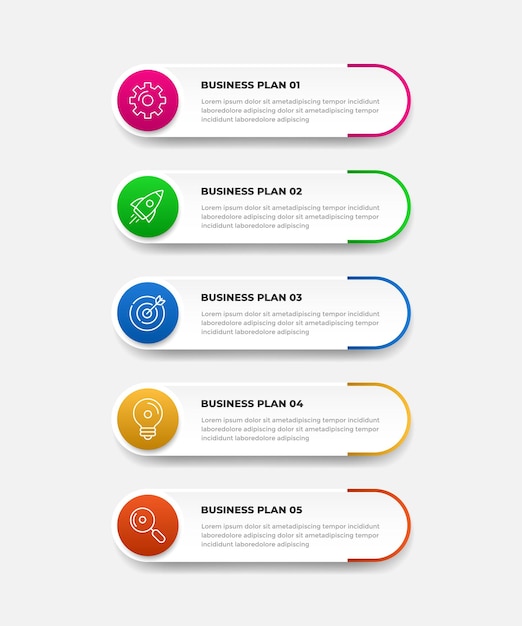 Vector business infographic design template with icons and 5 options or steps. for workflow presentation