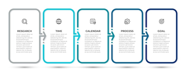 Vector business infographic design template with icons and 5 options or steps