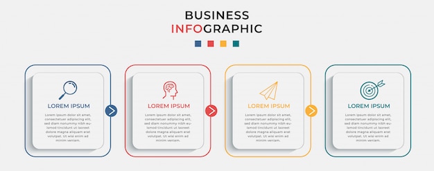 Шаблон оформления бизнес инфографики с иконами и 4 четыре варианта или шага.