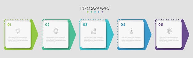 ベクトル アイコンと5つのステップを含むビジネスインフォグラフィックデザインテンプレート
