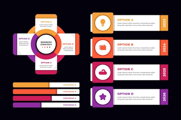 Vector business infographic diagram jaar tijdlijn