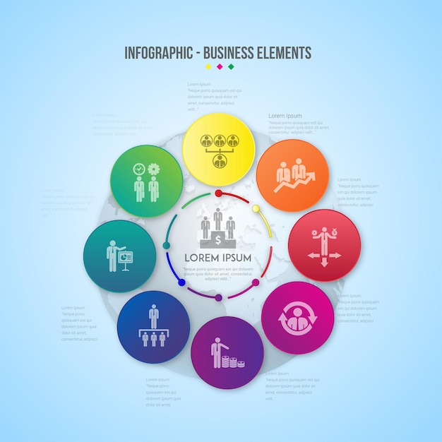 비즈니스 Infographic 요소 파란색 보라색 배경 다목적 디자인 배너
