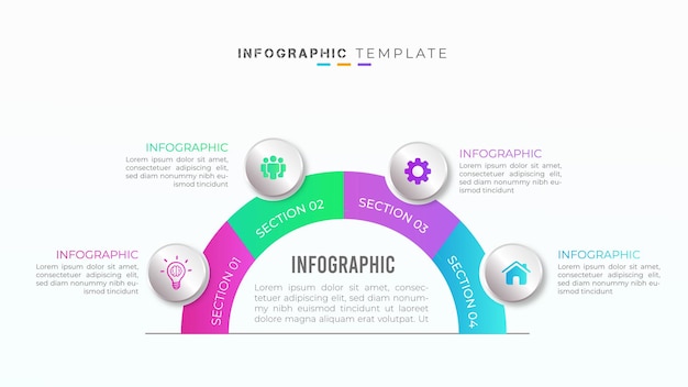 Business infographic element and organization 4 option creative presentation design