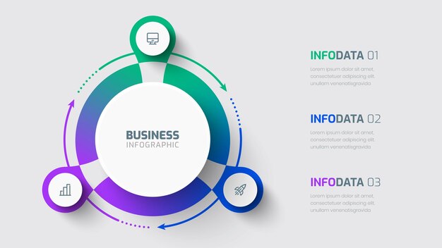 Business Infographic Element Template with Thin Line 3 Options and Icon for Presentation