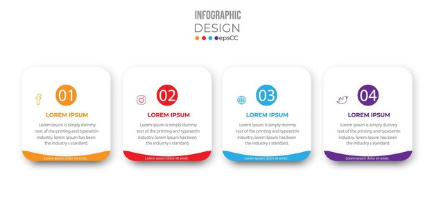 Business infographic element with 4 option  steps  number template design