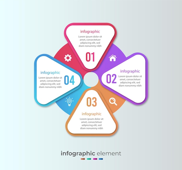 Elemento infografico aziendale con 4 opzioni