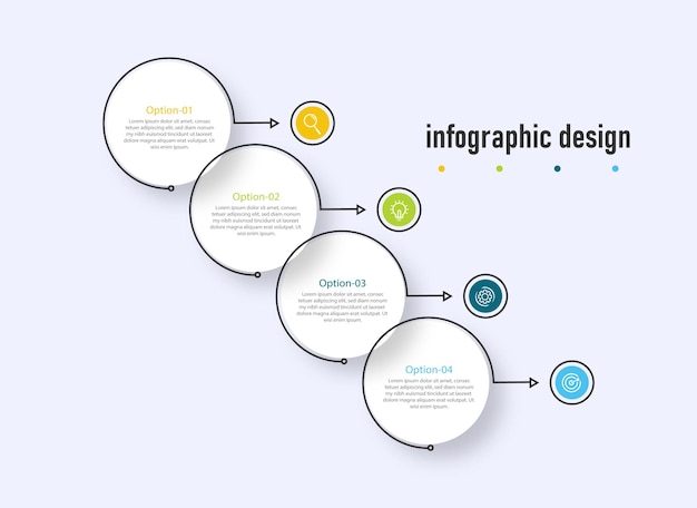 Vector business infographic element with 4 options steps number template design