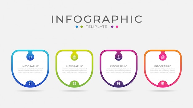 Business infographic element with 4 options, steps, number   template design