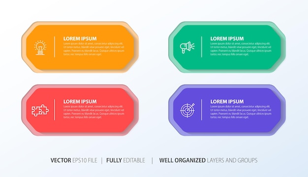 Business infographic element with 4 options steps number vector template design