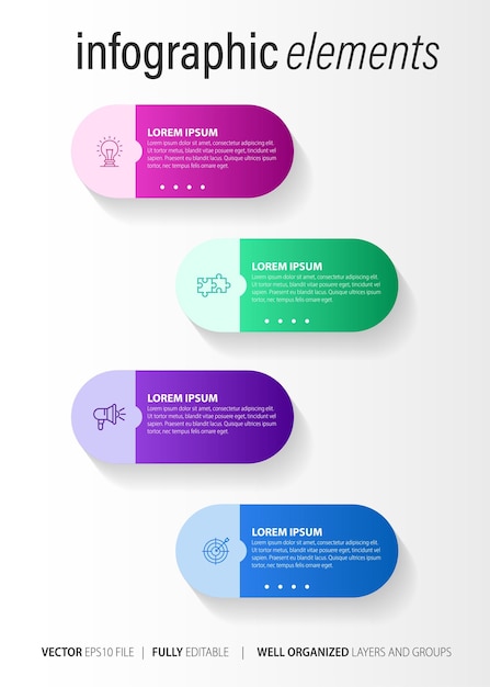 4 옵션 단계 번호 벡터 템플릿 디자인 비즈니스 infographic 요소