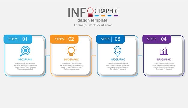 Business infographic element with 4 steps