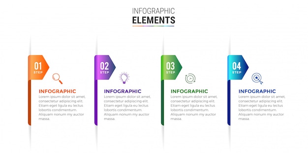 Business infographic Elements design icons 4 options or steps