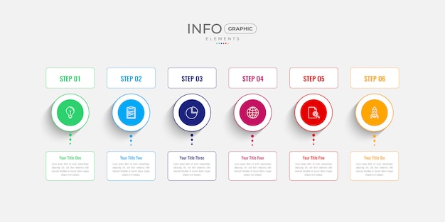 Business infographic elements with six options