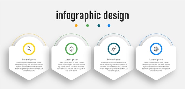 비즈니스 infographic 평면 디자인 우아한 프레 젠 테이 션 비즈니스 infographic 템플릿 4 단계 Prem