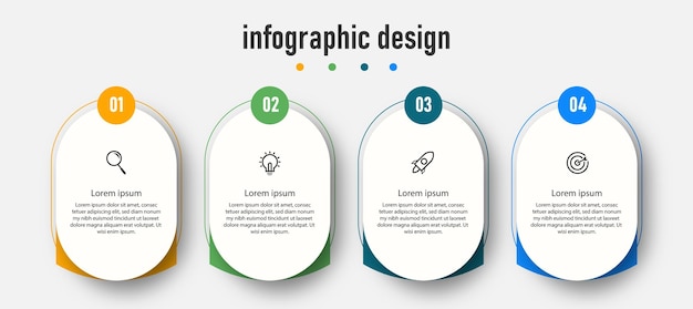 Business infographic flat design professional steps number template design Premium Vector